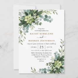 Convite Eucalyptus Succulent Boho Greenery Casamento