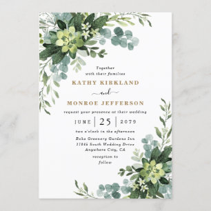 Convite Eucalyptus Succulent Boho Greenery Casamento