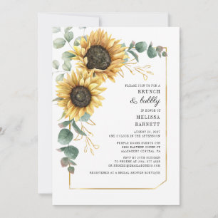 Convite Eucalyptus Sunflower Brunch e Bubble