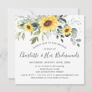 Convite Eucalyptus Sunflower Foliage Bridal Brunch
