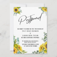 Eucalyptus Sunflower Postpond Wedding Card