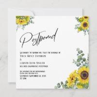 Eucalyptus Sunflower Postpond Wedding Card