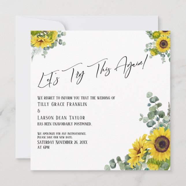 Convite Eucalyptus Sunflower Vamos Tenta Novamente Este Ca (Frente)