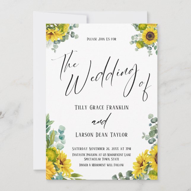 Convite Eucalyptus Sunlows Manuscrito O Casamento De (Frente)