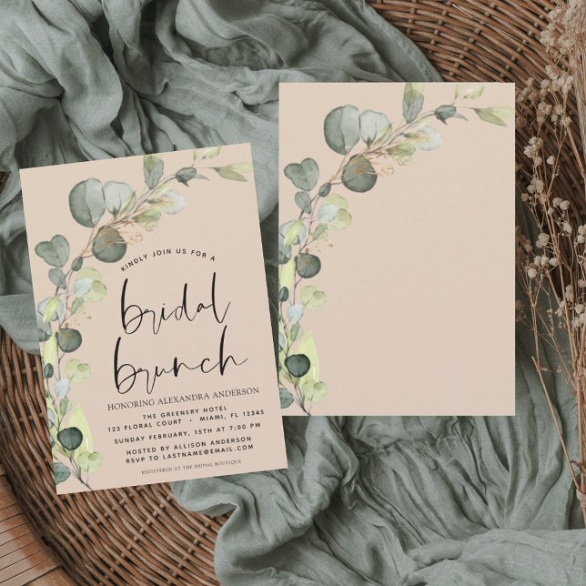 Convite Eucalyptus Terracotta Bridal BrunChá (Criador carregado)
