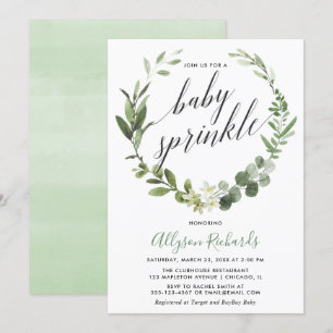Convite Eucalyptus trepidação de bebês neutro em relaç