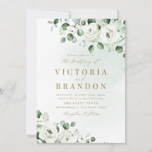 Convite Eucalyptus verde branco floral casamento rústico
