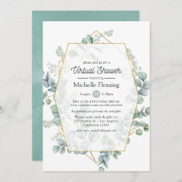 Convite Eucalyptus Virtual Baby ou Chá de panela Geométric