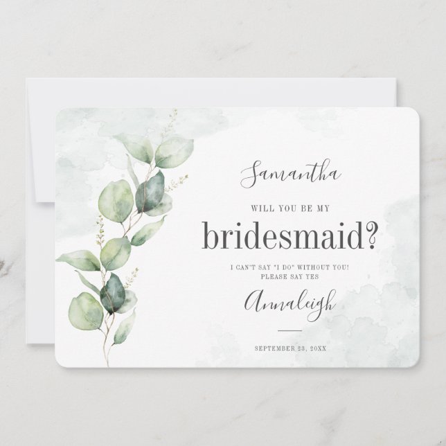 Convite Eucalyptus Você Vai Ser Minha Carta De Bridesmaid (Frente)