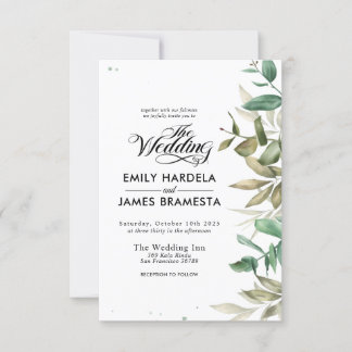 Convite Eucalyptus Watercolor Budget Invitation