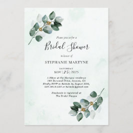 Convite Eucalyptus Watercolor Deixa Chá de panela