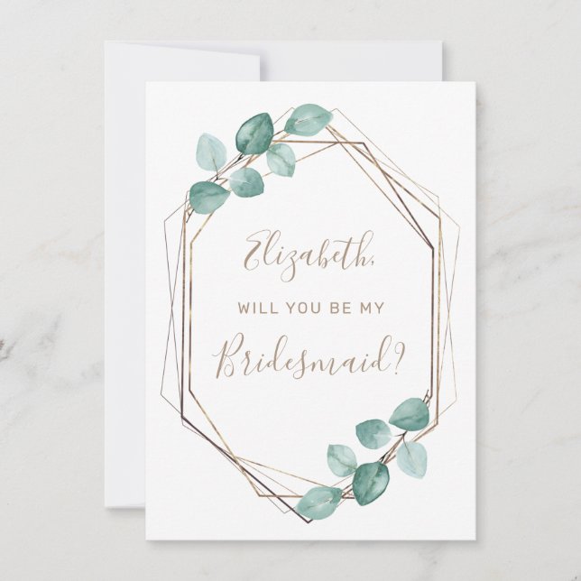 Convite Eucalyptus Watercolor Greenery Bridesmaid (Frente)