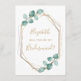 Convite Eucalyptus Watercolor Greenery Dourado Bridesmaid