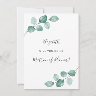 Convite Eucalyptus Watercolor Greenery Matron de Honra