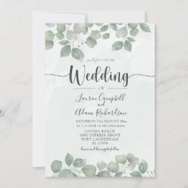 Convite Eucalyptus watercolor Sage Green Weding