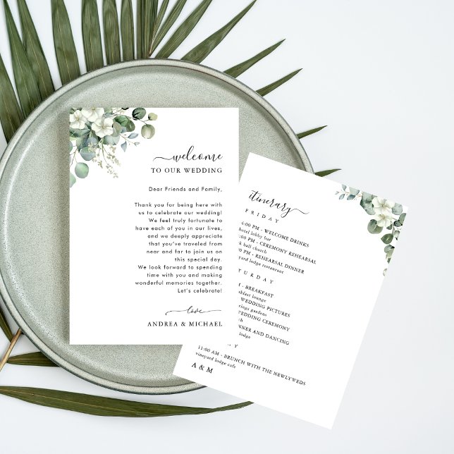 Convite Eucalyptus Wedding - Carta Itinerária (Criador carregado)