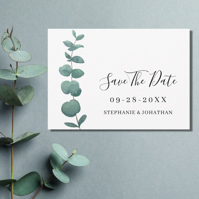Convite Eucalyptus Wedding Elegante Salvar A Data (Criador carregado)