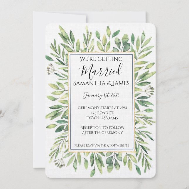 Convite Eucalyptus Wedding Invitation (Frente)