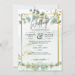 Convite Eucalyptus Wedding Invitation Modern Greenery Dour
