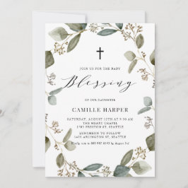 Convite Eucalyptus Wreath Baby Blush