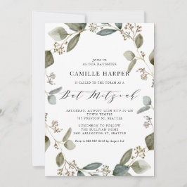 Convite Eucalyptus Wreath Bat Mitzvah