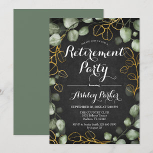 Convite Eucalyptus Wreath Chalkboard Retirement Party