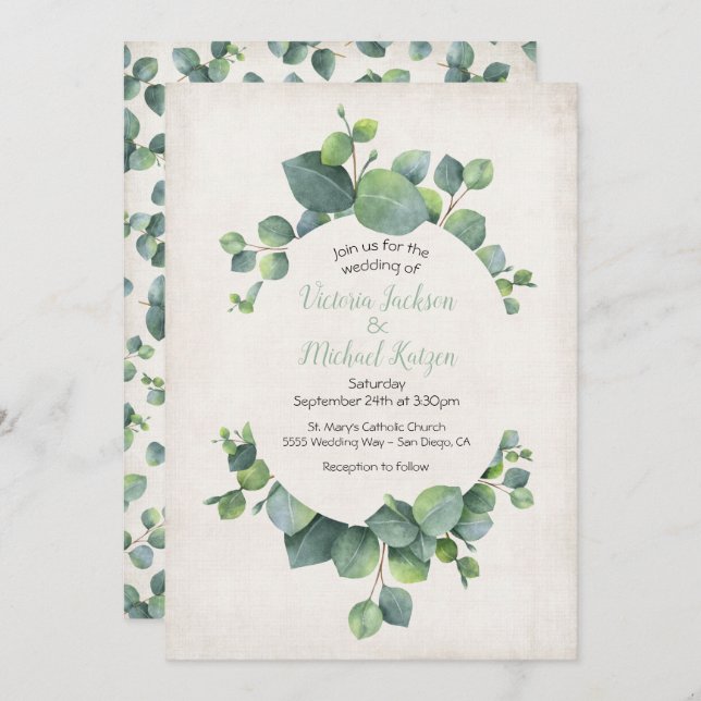 Convite Eucalyptus Wreath Weditation (Frente/Verso)