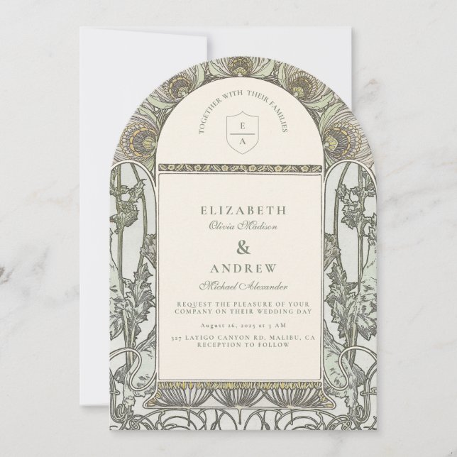 Convite European Botanical Arch Wedding (Frente)