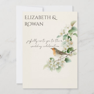 Convite European Robin & Hawthorn – Editable Botanical Wed