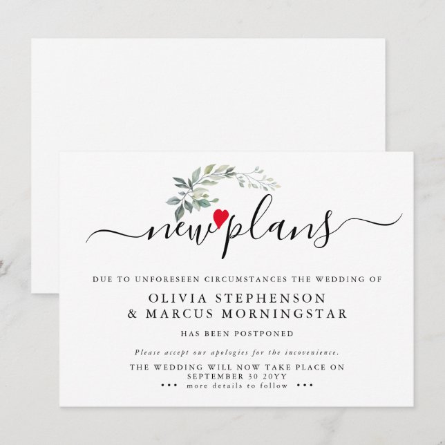 Convite Evento Adiado de Folhas Modernas Novos Planos (Frente/Verso)