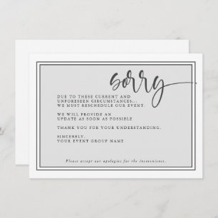 Convite Evento Adiado Moderno, Desculpe Reprogramar Evento