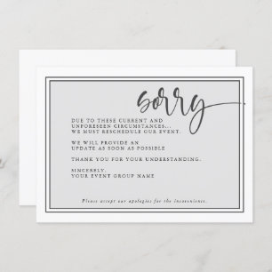 Convite Evento Adiado Moderno, Desculpe Reprogramar Evento