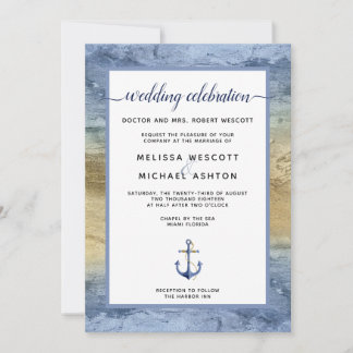 Convite Evento Azul e Dourado Náutico / Casamento na Flóri