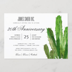 Convite EVENTO CORPORATIVO DE Aquarela DE CACTO DO DESERTO