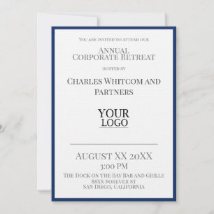 Convite Evento Corporativo ou Empresarial Azul com Logotip