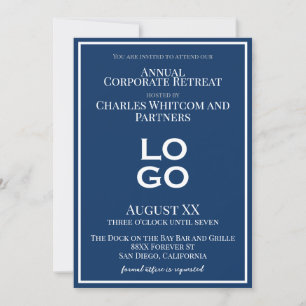 Convite Evento Corporativo ou Empresarial Azul com Logotip