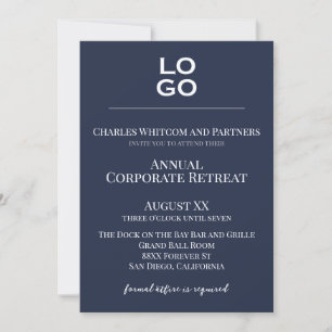 Convite Evento Corporativo ou Empresarial com Logotipo Azu