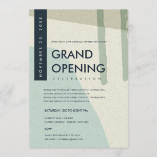 CONVITE EVENTO DE ABERTURA DE GRÃO AZUL AQUA ABSTRATO MODE