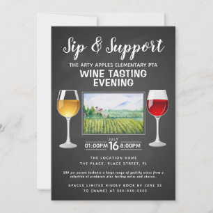 Convite evento de angariação de fundos com vinho e queijo