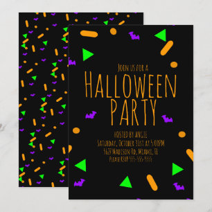 Convite Evento de Aniversário com Purpurina de Halloween N
