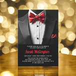Convite Evento de Aniversário de Tuxedo 30 Negro e Vermelh<br><div class="desc">Comemore em estilo com este Convite de Aniversário de Tuxedo Negro e Vermelho, exuando elegância e sofisticação. Os elegantes antecedentes negros e os sotaques deram o tom para um caso luxuoso, perfeito para uma celebração de marco. Com seu refinado design, inspirado em tuxedo, esse convite capta a essência de uma...</div>