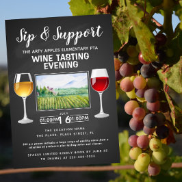 Convite evento de arrecadação de fundos com vinho e queijo