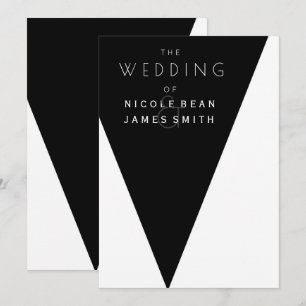 Convite Evento de Casamento Moderno Elegante Preto e Branc