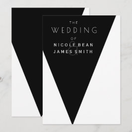 Convite Evento de Casamento Moderno Elegante Preto e Branc