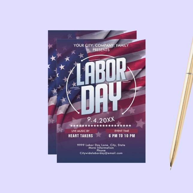 Convite Evento de Celebração do Dia da Mão de Obra do Sina (Custom USA Flag Labor Day Celebration Event Invitation)