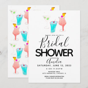 Convite Evento de Chá de Noiva Pintado com Tinta Cocktail 