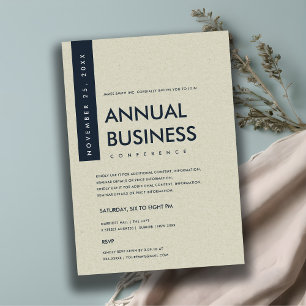 CONVITE EVENTO DE CONFERÊNCIA MODERNA MINIMAL NAVY BRANCO 