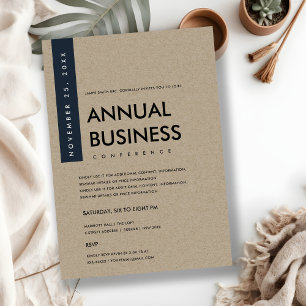 CONVITE EVENTO DE CONFERÊNCIA MODERNA MINIMAL NAVY BRANCO 