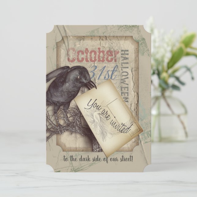 Convite Evento de Dia das Bruxas Negras assustador (Em pé/Frente)