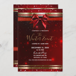 Convite Evento de Feriado Elegante do Arco Sparkle Vermelh